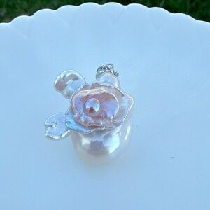 26P265 S925 Flame Ball Baroque Freshwater Pearl Pendant Detachable Easter Gift